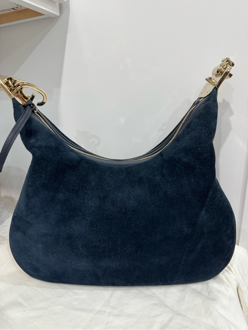Gucci Web Attaché crossbody Suede Crescent Shoulder Bag with Green/Red Web Strap - Picture 2 of 16